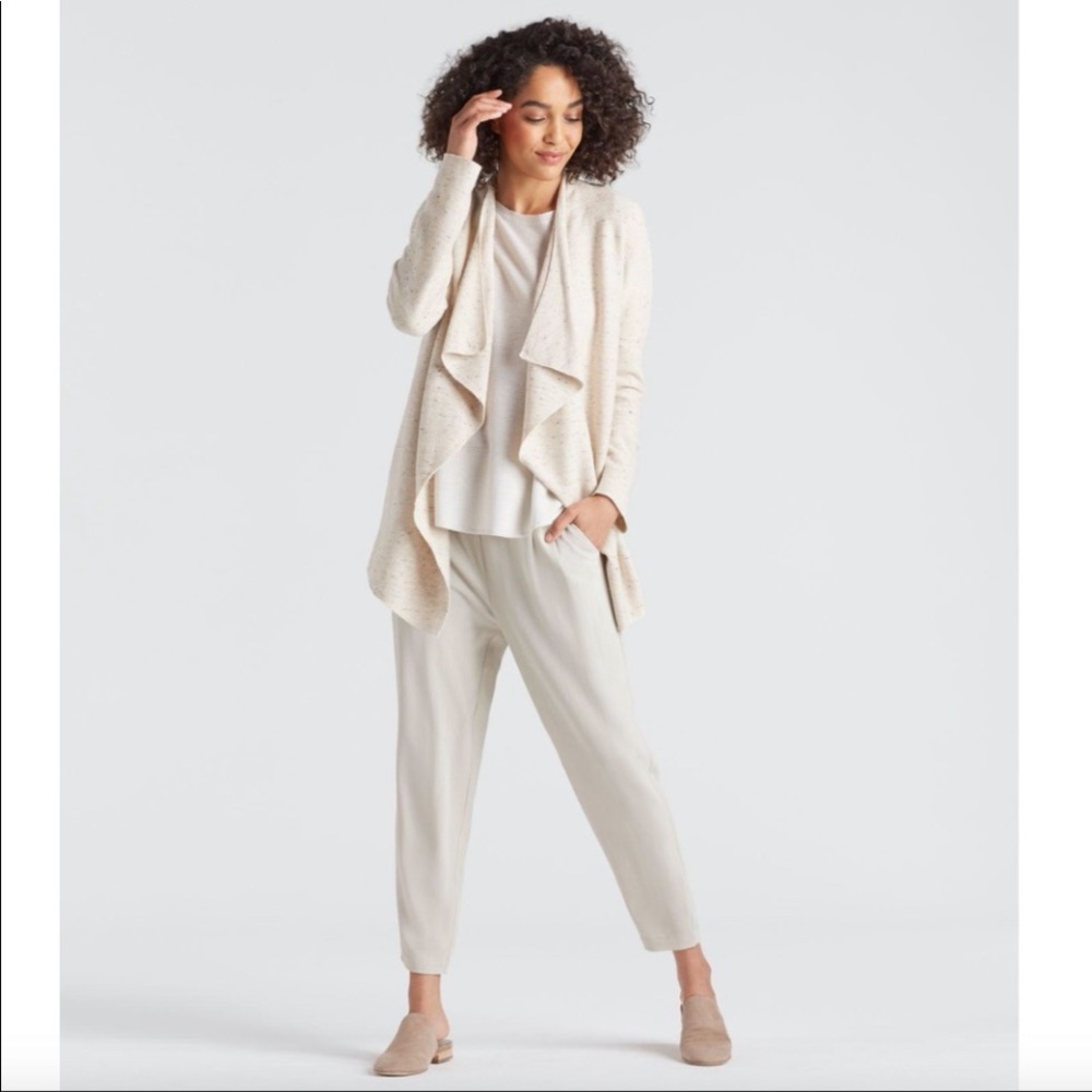 Eileen Fisher Woman 3X Cream & Grey Speckled Cardigan Sweater